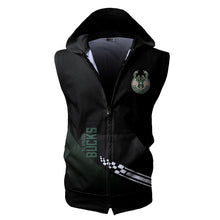 Load image into Gallery viewer, Milwaukee Bucks NBA Allover Print Zip-up Sleeveless Hoodie HD2512-17