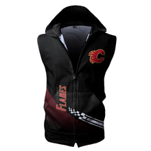 Load image into Gallery viewer, Calgary Flames NHL Allover Print Zip-up Sleeveless Hoodie HD2512-05