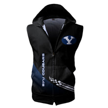 Load image into Gallery viewer, BYU Cougars NCAA-F Allover Print Zip-up Sleeveless Hoodie HD2512-017