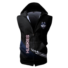 Load image into Gallery viewer, Connecticut Huskies NCAA-F Allover Print Zip-up Sleeveless Hoodie HD2512-025