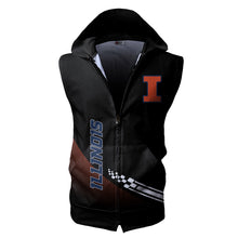 Load image into Gallery viewer, Illinois Fighting Illini NCAA-F Allover Print Zip-up Sleeveless Hoodie HD2512-042