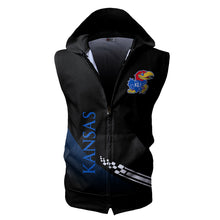 Load image into Gallery viewer, Kansas Jayhawks NCAA-F Allover Print Zip-up Sleeveless Hoodie HD2512-046
