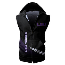 Load image into Gallery viewer, LSU Tigers NCAA-F Allover Print Zip-up Sleeveless Hoodie HD2512-055