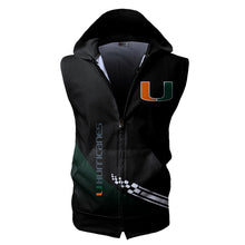 Load image into Gallery viewer, Miami Hurricanes NCAA-F Allover Print Zip-up Sleeveless Hoodie HD2512-059