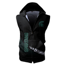 Load image into Gallery viewer, Michigan State Spartans NCAA-F Allover Print Zip-up Sleeveless Hoodie HD2512-061