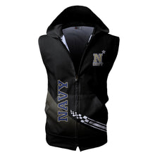 Load image into Gallery viewer, Navy Midshipmen NCAA-F Allover Print Zip-up Sleeveless Hoodie HD2512-067