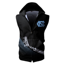Load image into Gallery viewer, North Carolina Tar Heels NCAA-F Allover Print Zip-up Sleeveless Hoodie HD2512-072