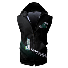 Load image into Gallery viewer, Tulane Green Wave NCAA-F Allover Print Zip-up Sleeveless Hoodie HD2512-107