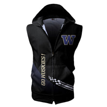 Load image into Gallery viewer, Washington Huskies NCAA-F Allover Print Zip-up Sleeveless Hoodie HD2512-124