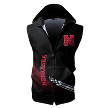 Load image into Gallery viewer, Nebraska Cornhuskers NCAA Allover Print Zip-up Sleeveless Hoodie HD2512-138