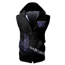 Load image into Gallery viewer, Washington Huskies NCAA Allover Print Zip-up Sleeveless Hoodie HD2512-239