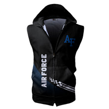 Load image into Gallery viewer, Air Force Falcons NCAA Allover Print Zip-up Sleeveless Hoodie HD2512-002