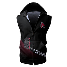 Load image into Gallery viewer, Ball State Cardinals NCAA Allover Print Zip-up Sleeveless Hoodie HD2512-018