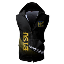 Load image into Gallery viewer, East Tennessee State Buccaneers NCAA Allover Print Zip-up Sleeveless Hoodie HD2512-059