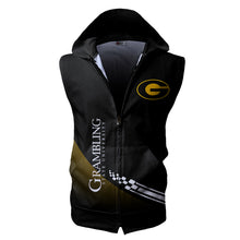 Load image into Gallery viewer, Grambling State Tigers NCAA Allover Print Zip-up Sleeveless Hoodie HD2512-079