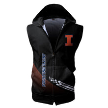 Load image into Gallery viewer, Illinois Fighting Illini NCAA Allover Print Zip-up Sleeveless Hoodie HD2512-089