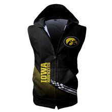 Load image into Gallery viewer, Iowa Hawkeyes NCAA Allover Print Zip-up Sleeveless Hoodie HD2512-093