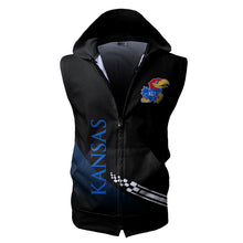 Load image into Gallery viewer, Kansas Jayhawks NCAA Allover Print Zip-up Sleeveless Hoodie HD2512-099