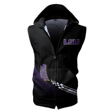Load image into Gallery viewer, LSU Tigers NCAA Allover Print Zip-up Sleeveless Hoodie HD2512-112