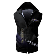 Load image into Gallery viewer, Baltimore Ravens NFL Super Bowl Champions Allover Print Zip-up Sleeveless Hoodie HD2512-03