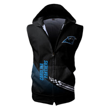 Load image into Gallery viewer, Carolina Panthers NFL Super Bowl Champions Allover Print Zip-up Sleeveless Hoodie HD2512-05