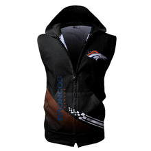 Load image into Gallery viewer, Denver Broncos NFL Super Bowl Champions Allover Print Zip-up Sleeveless Hoodie HD2512-10