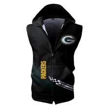 Load image into Gallery viewer, Green Bay Packers NFL Super Bowl Champions Allover Print Zip-up Sleeveless Hoodie HD2512-12