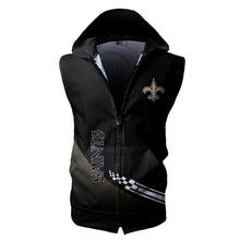 Load image into Gallery viewer, New Orleans Saints NFL Super Bowl Champions Allover Print Zip-up Sleeveless Hoodie HD2512-22