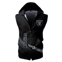 Load image into Gallery viewer, Oakland Raiders NFL Super Bowl Champions Allover Print Zip-up Sleeveless Hoodie HD2512-25