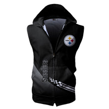 Load image into Gallery viewer, Pittsburgh Steelers NFL Super Bowl Champions Allover Print Zip-up Sleeveless Hoodie HD2512-26